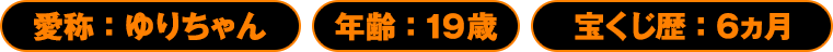 愛称：ゆりちゃん／年齢：19歳／宝くじ歴：6ヵ月