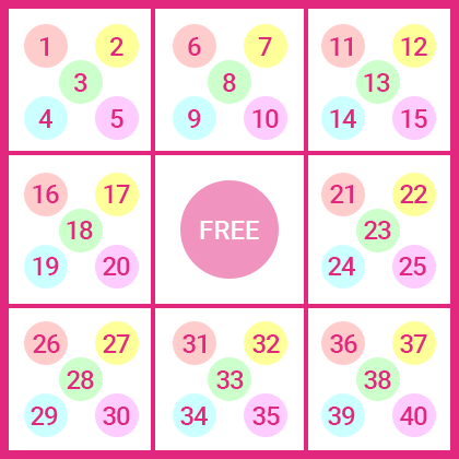 ビンゴ5・マークシート色分け例