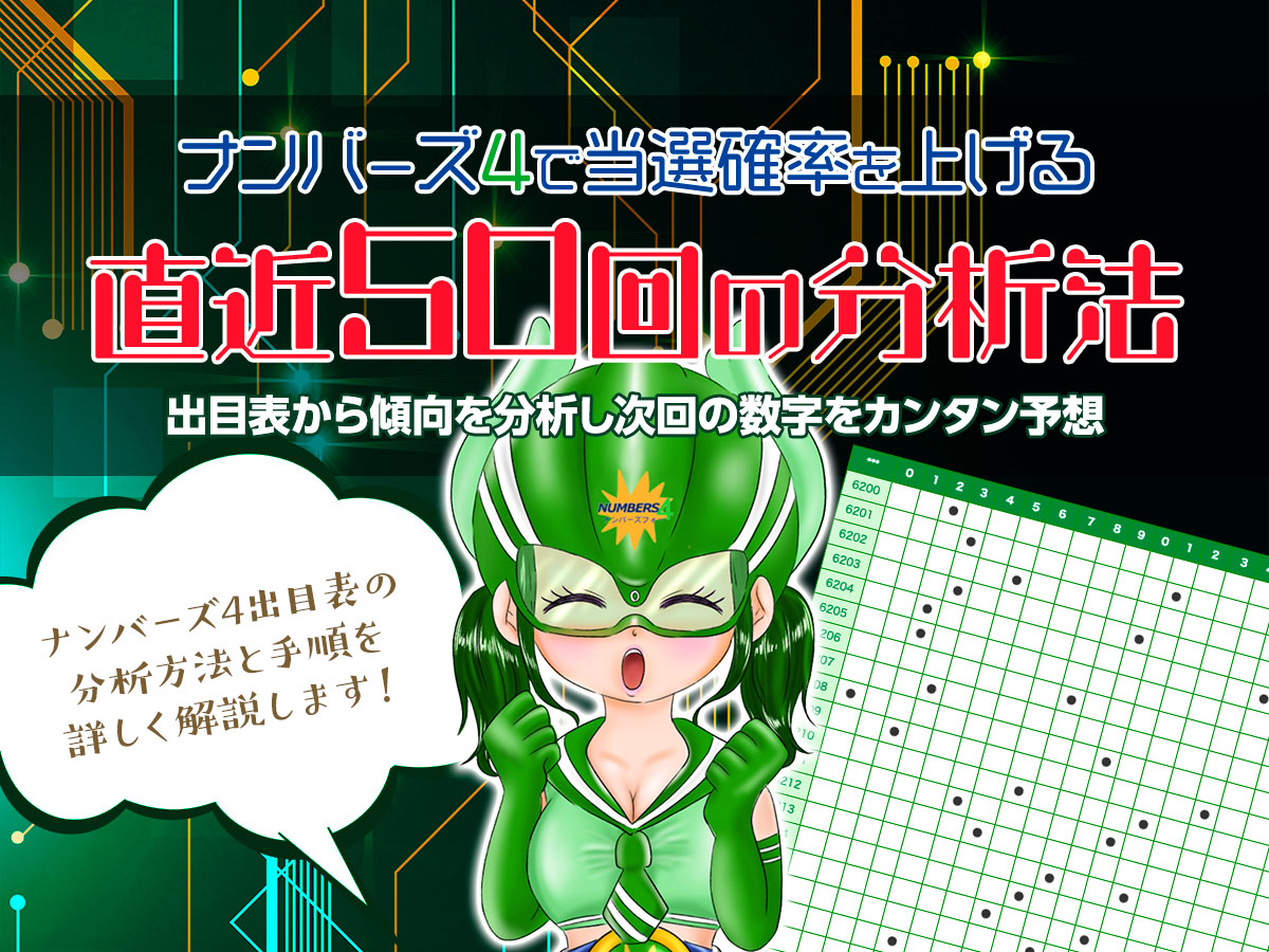 【ナンバーズ4出目表】当選確率を上げる直近50回の分析法と使い方