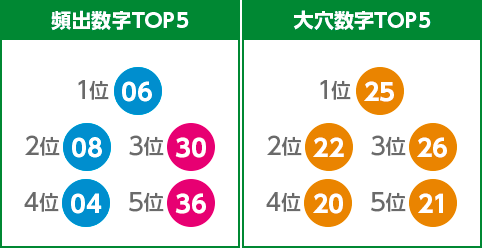 頻出数字TOP５/大穴数字TOP５