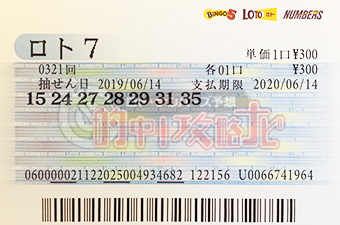 第321回ロト7で3等大的中
